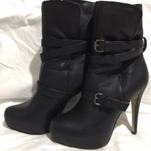 JustFab black high heal boots
